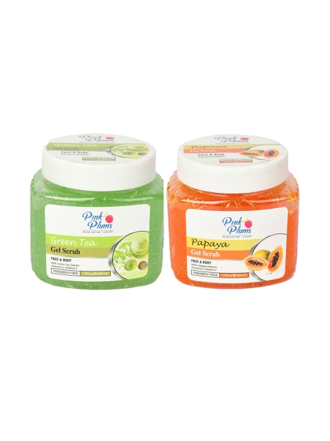 

Pink Plums Set of Face & Body Green Tea Gel Scrub & Papaya Scrub - 500 ml Each