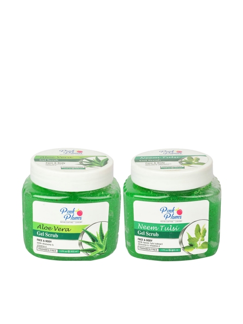 

Pink Plums Set of 2 Paraben Free Face & Body Exfoliating Gel Scrub - 500 ml each, Green