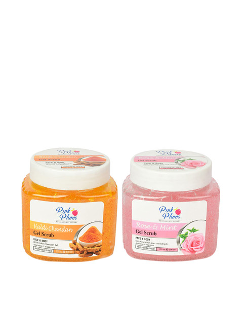 

Pink Plums Set of 2 Paraben Free Face & Body Gel Scrubs - 500ml each, Orange