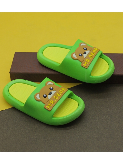

FEETWELL SHOES Kids Green & Brown Rubber Sliders