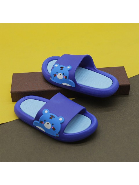 

FEETWELL SHOES Kids Blue Printed Rubber Sliders