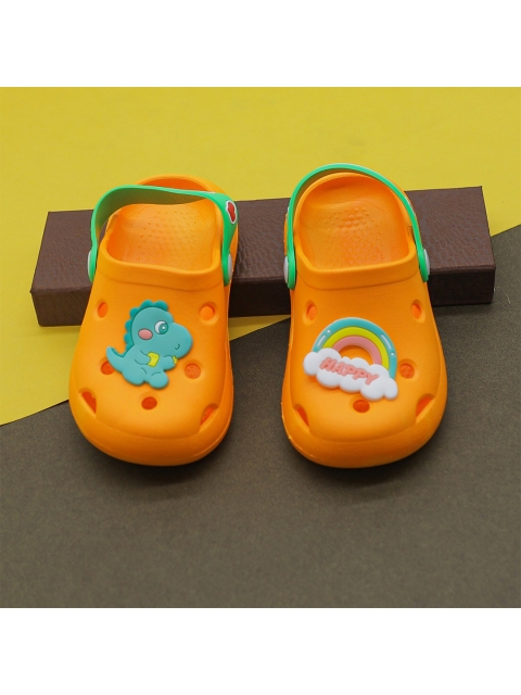 

FEETWELL SHOES Kids Orange & Blue Rubber Clogs