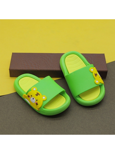 

FEETWELL SHOES Kids Green & Yellow Rubber Sliders