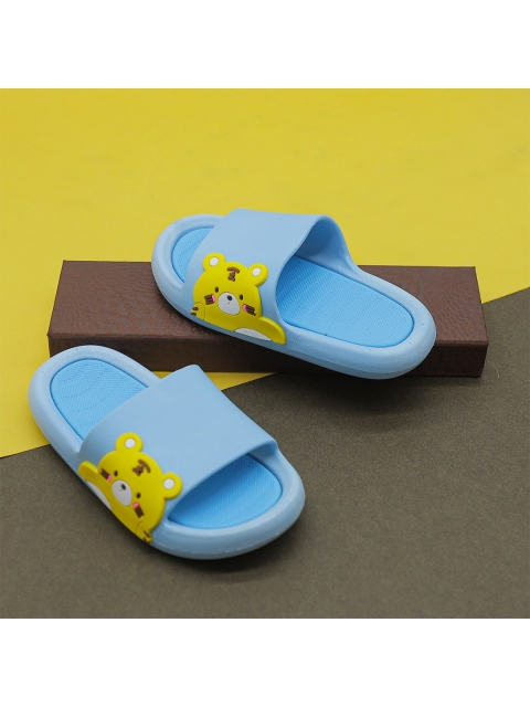 

FEETWELL SHOES Kids Blue & Yellow Rubber Sliders