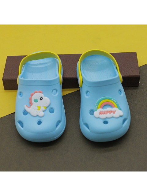 

FEETWELL SHOES Kids Blue & Green Printed Rubber Clogs