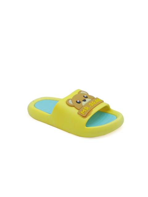 

FEETWELL SHOES Kids Yellow & Blue Printed Rubber Sliders