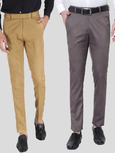 

Srey trends Men Khaki Smart Slim Fit High-Rise Trousers