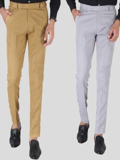 

Srey trends Men Khaki Smart Slim Fit High-Rise Trousers