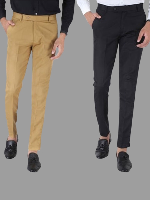 

Srey trends Men Khaki Smart Slim Fit High-Rise Trousers