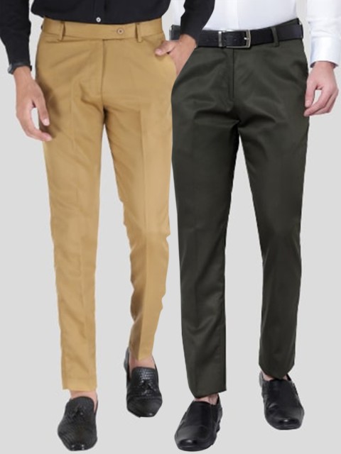 

Srey trends Men Khaki Smart Slim Fit High-Rise Trousers