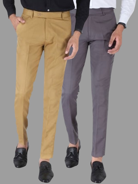 

Srey trends Men Khaki Smart Slim Fit High-Rise Trousers