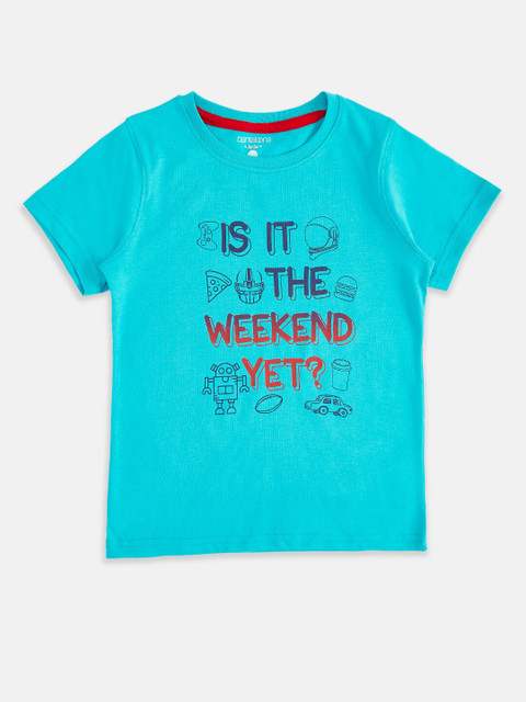 

Pantaloons Junior Boys Green Typography Printed T-shirt