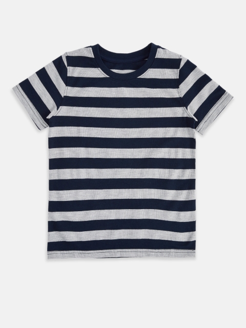 

Pantaloons Junior Boys Black & Grey Striped Cotton T-shirt