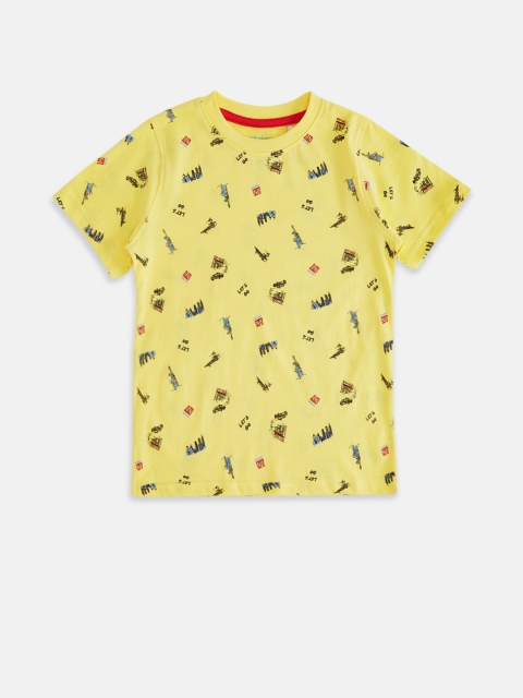 

Pantaloons Junior Boys Yellow Printed T-shirt