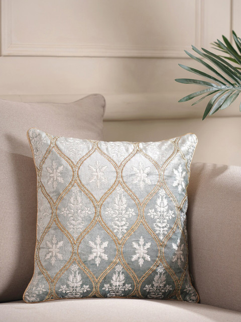 

Pure Home and Living Blue & White Embroidered Square Cushion Covers