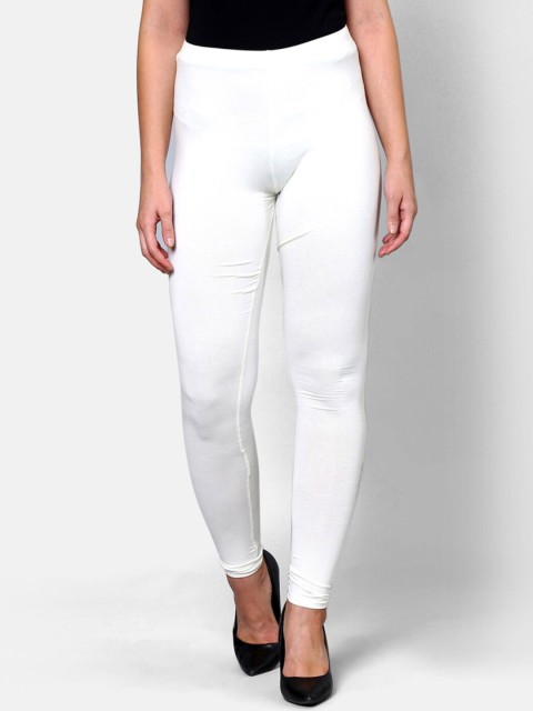 

V2 Value & Variety Women White Solid Cotton Ankle-Length Leggings