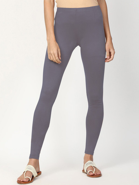 

V2 Value & Variety Women Grey Solid Ankle-Length Cotton Leggings