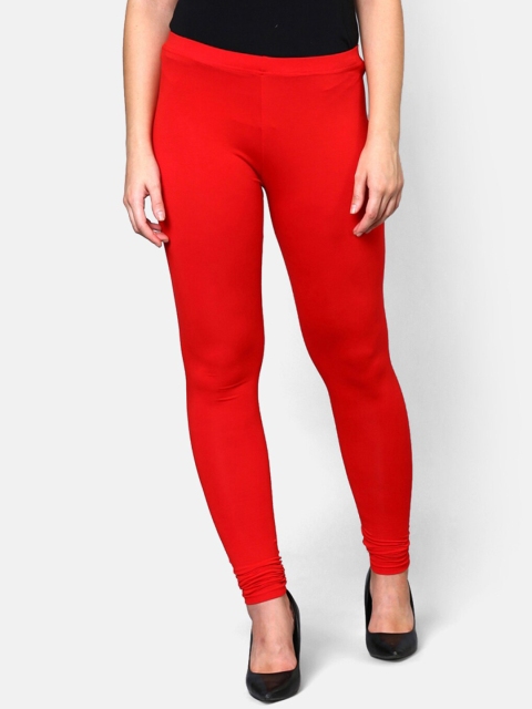 

V2 Value & Variety Women Red Solid Cotton Leggings