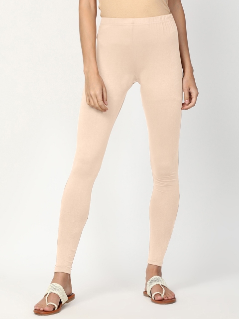 

V2 Value & Variety Women Beige Solid Cotton Ankle-Length Leggings