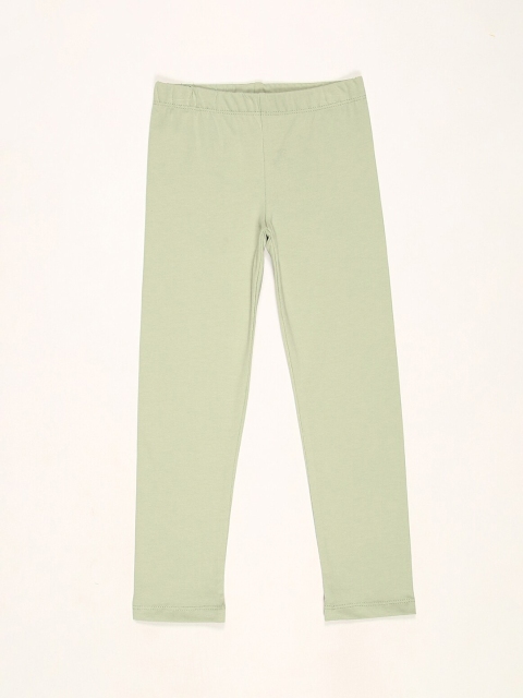 

V2 Value & Variety Girls Green Solid Ankle Length Cotton Leggings