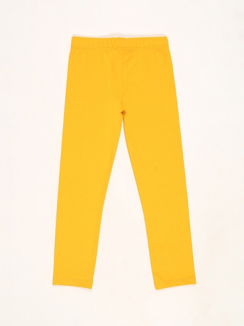 

V2 Value & Variety Girls Mustard Yellow Solid Cotton Ankle-Length Leggings