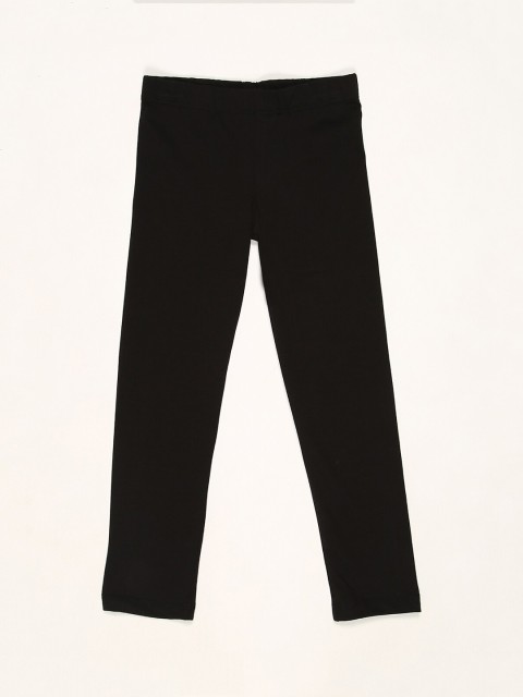 

V2 Value & Variety Girls Black Solid Cotton Leggings