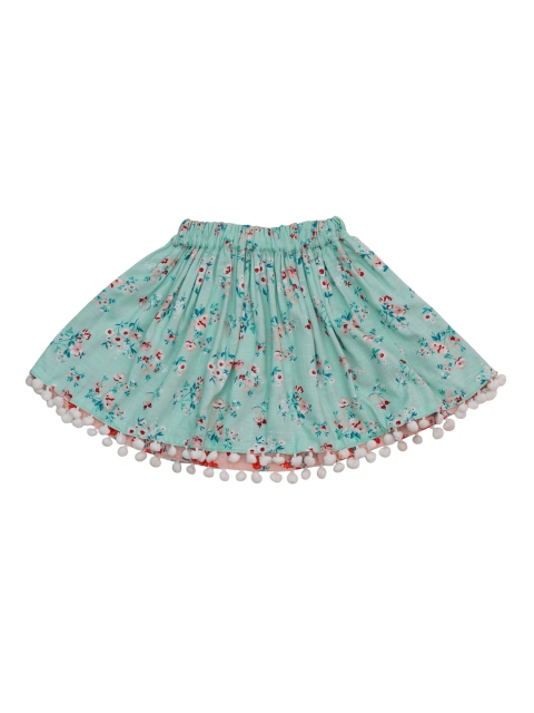 

Dress My Angel Girls Peach Colored & Green Printed Cotton Reversible Skirt