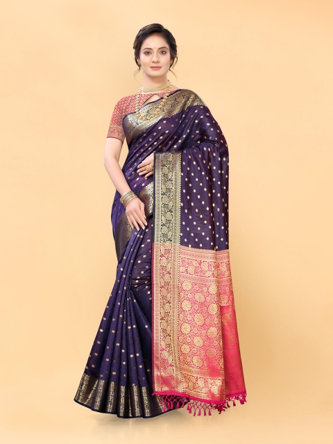 

Sangria Purple & Pink Woven Design Pure Silk Banarasi Saree