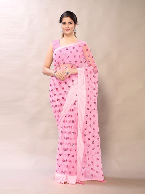 

Sangria Pink Embellished Sequinned Heavy Work Saree