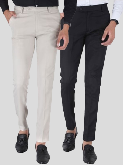

Srey trends Men Pack Of 2 Brown & Black Smart Slim Fit Trousers