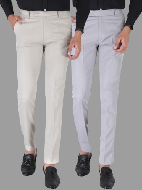

Srey trends Men Pack Of 2 Brown & Grey Smart Slim Fit Trousers