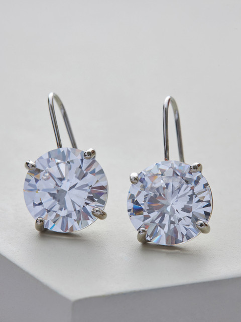 

Kushal's Fashion Jewellery Women White Rhodium Plated Circular Drop Earrings