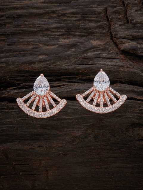 

Kushal's Fashion Jewellery Rose Gold-Plated White CZ Studded Contemporary Studs Earrings