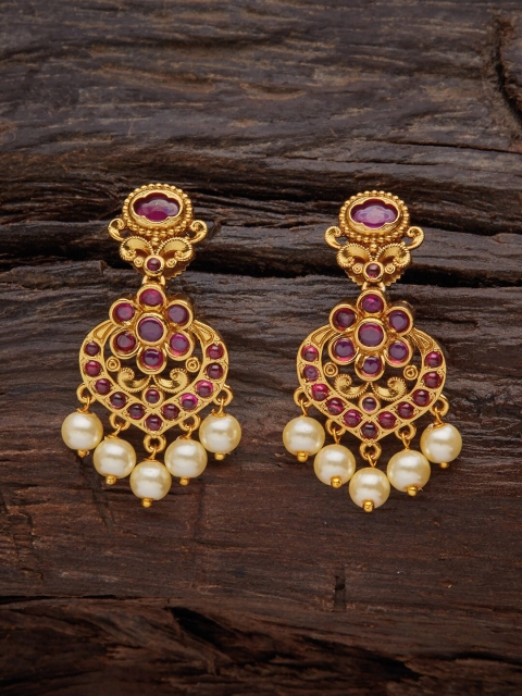 

Kushal's Fashion Jewellery Women Red Gold Plated Classic Drop Earrings