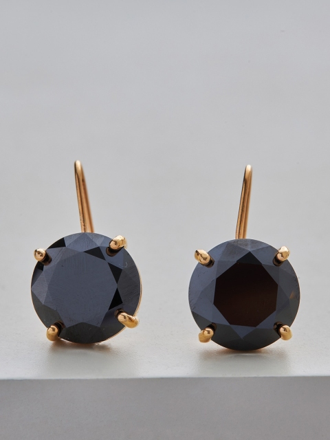 

Kushal's Fashion Jewellery Gold-Plated Black CZ Circular Drop Earrings