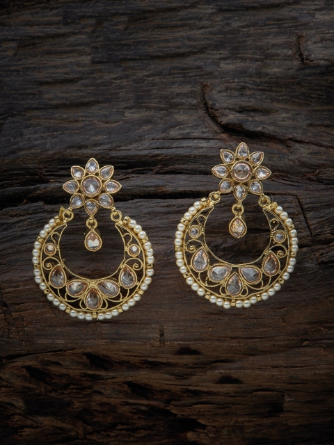 

Kushal's Fashion Jewellery Women Champagne Gold Plated Contemporary Chandbalis Earrings