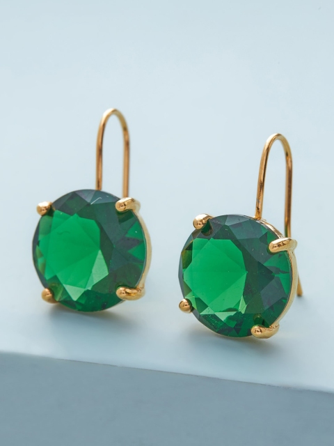 

Kushal's Fashion Jewellery Green & Gold-Plated CZ-Studded Circular Hoop Earrings