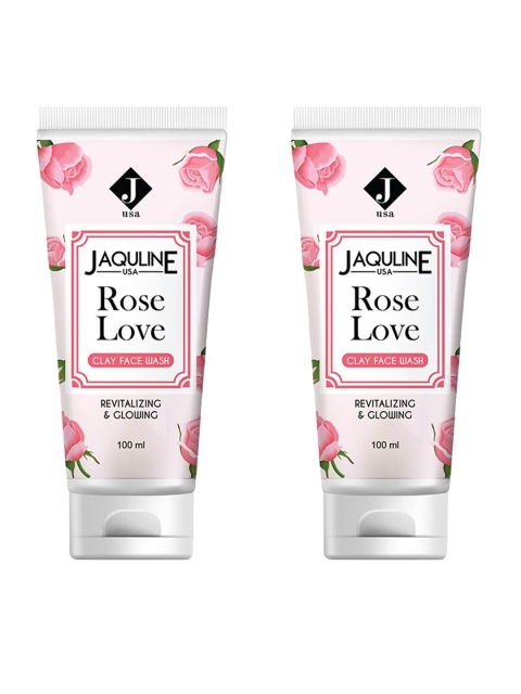 

Jaquline USA Set of 2 Rose Love Clay Face Wash 100 ml each, Pink