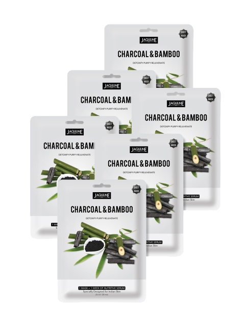 

Jaquline USA Set of 6 Charcoal & Bamboo Sheet Mask 25 ml each, White