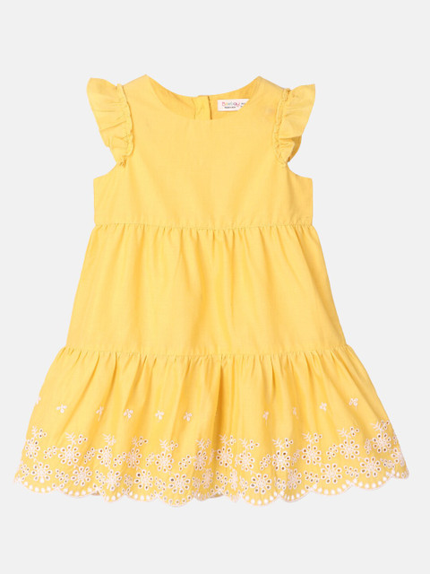 

Beebay Yellow Schiffli A-Line Dress