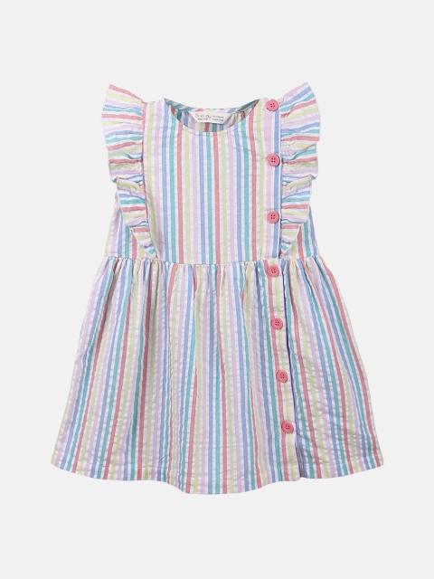 

Beebay Multicoloured Striped Ruffles Dress, Multi