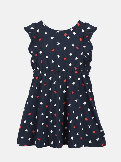 

Beebay Girls Navy Blue Ruffles Cotton Dress