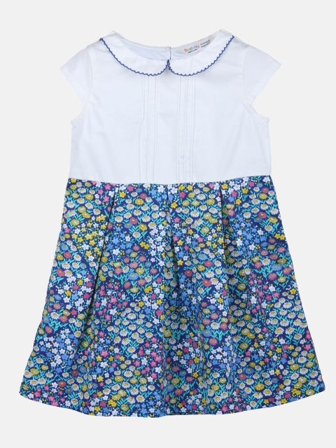 

Beebay Blue & White Floral Peter Pan Collar A-Line Dress
