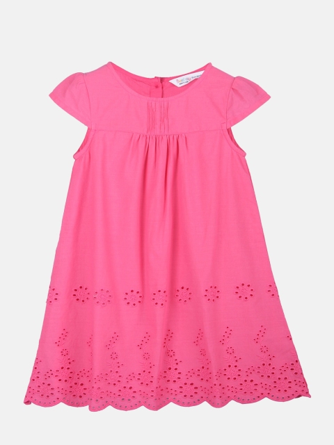 

Beebay Girls Pink Schiffli Cotton A-Line Dress