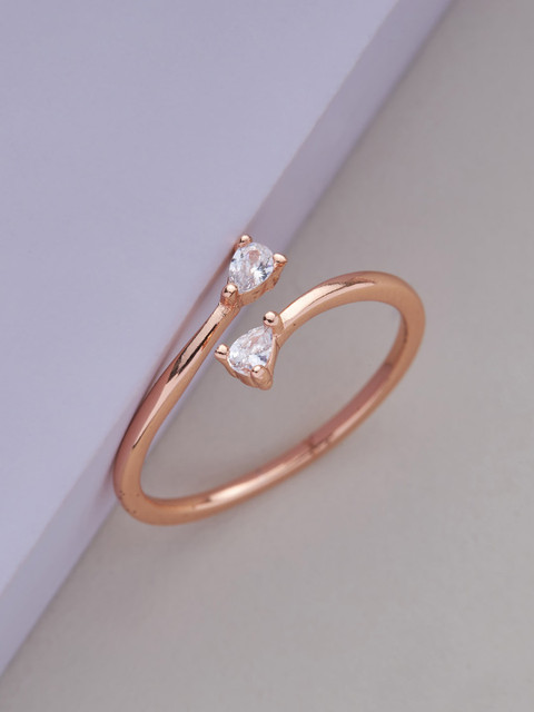 

Kushal's Fashion Jewellery Rose Gold-Plated & White CZ Stone-Studded Finger Ring