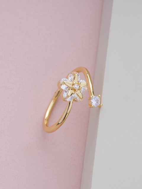 

Kushal's Fashion Jewellery Gold-Plated White CZ-studded Finger Ring