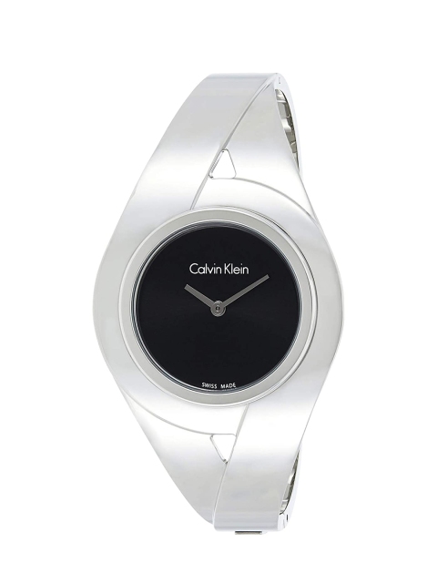 

Calvin Klein Women Black & Silver Toned Cuff Straps Analogue Watch K8E2M111