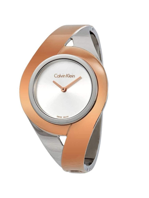 

Calvin Klein Women Silver-Toned Dial & Rose Gold Toned Straps Analogue Watch K8E2S1Z6