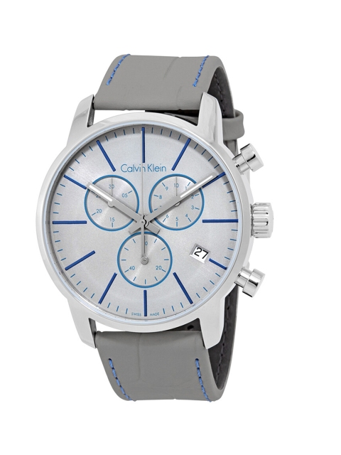 

Calvin Klein Men Grey Dial & Grey Leather Straps Analogue Chronograph Watch K2G271Q4