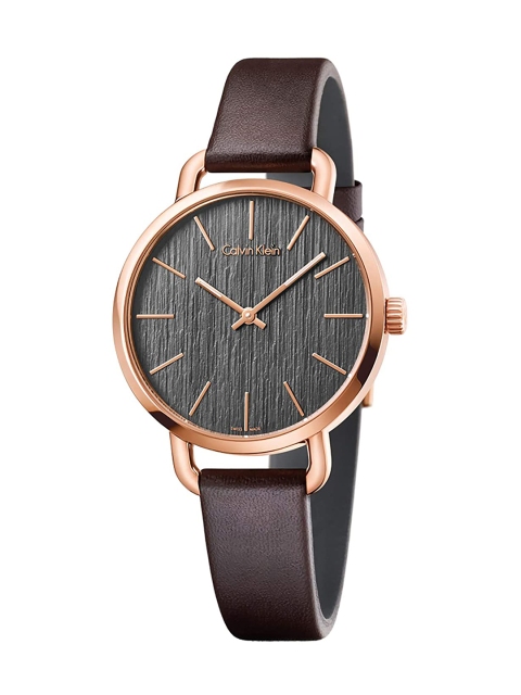 

Calvin Klein Women Grey Dial & Brown Leather Straps Analogue Watch K7B236G3